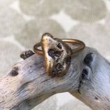 Rock Ring With Diamond, Stackable Bronze Ring, Silver Ring, Shibuichi Ring