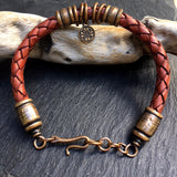 Leather Bracelet with Bronze, One of a Kind, 5.5mm